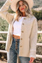 Sherpa Lined Faux Suede Drop Shoulder Button Jacket